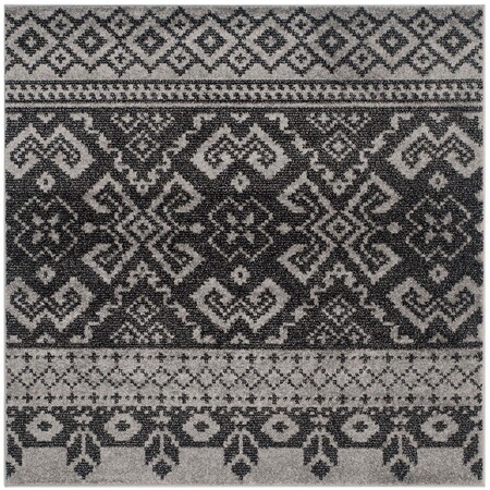 Safavieh Adirondack Power Loomed Square Area Rug, Silver and Black - 4 x 4 ft. ADR107A-4SQ